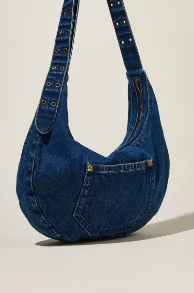 Bowie Crescent Cross Body Bag Cotton On Blue Denim Comfortable Women Bags & Belts