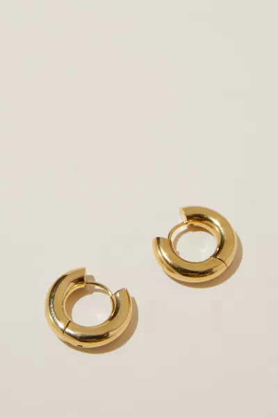 Jewelry Gold Plated Tube Women Cotton On Waterproof Mid Hoop Earring Opulent